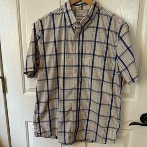 Saddlebred Tan and Blue Plaid Button Down Shirt